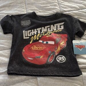 Disney Pixar Lightning McQueen Kids Black T-Shirt with Red Car Graphic